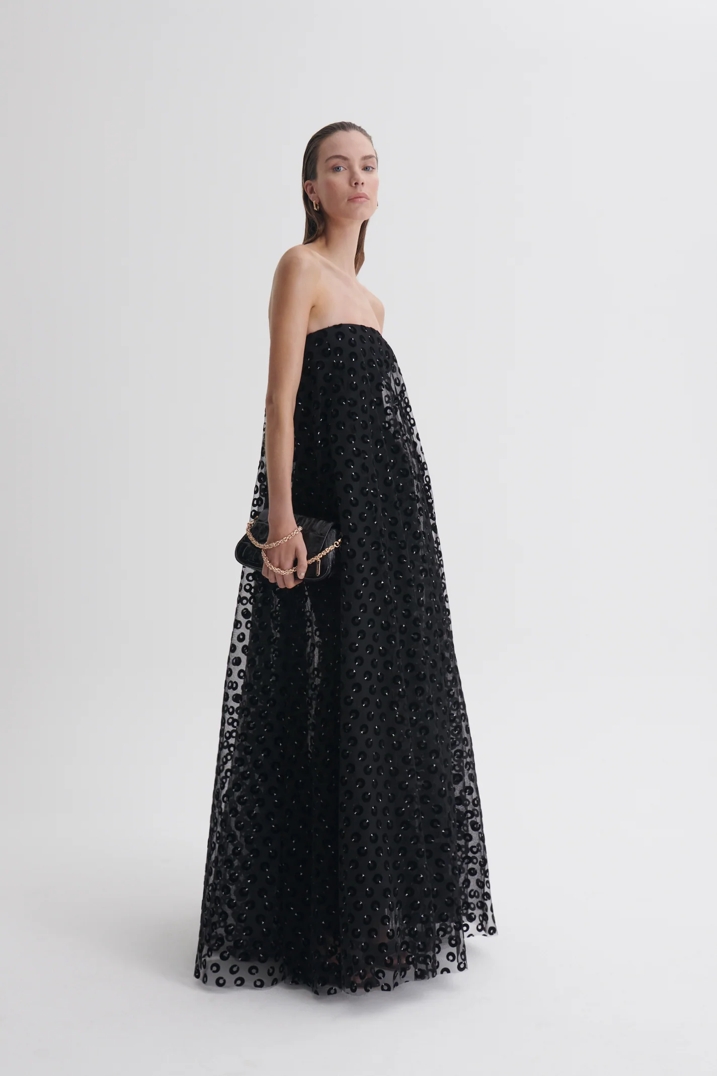 VELVET PRINT TULLE GOWN - Image 4