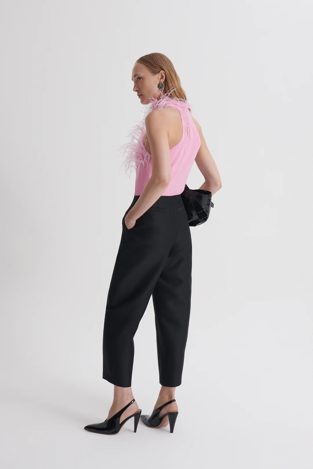 WOOL SILK BARREL LEG TROUSER - Image 6