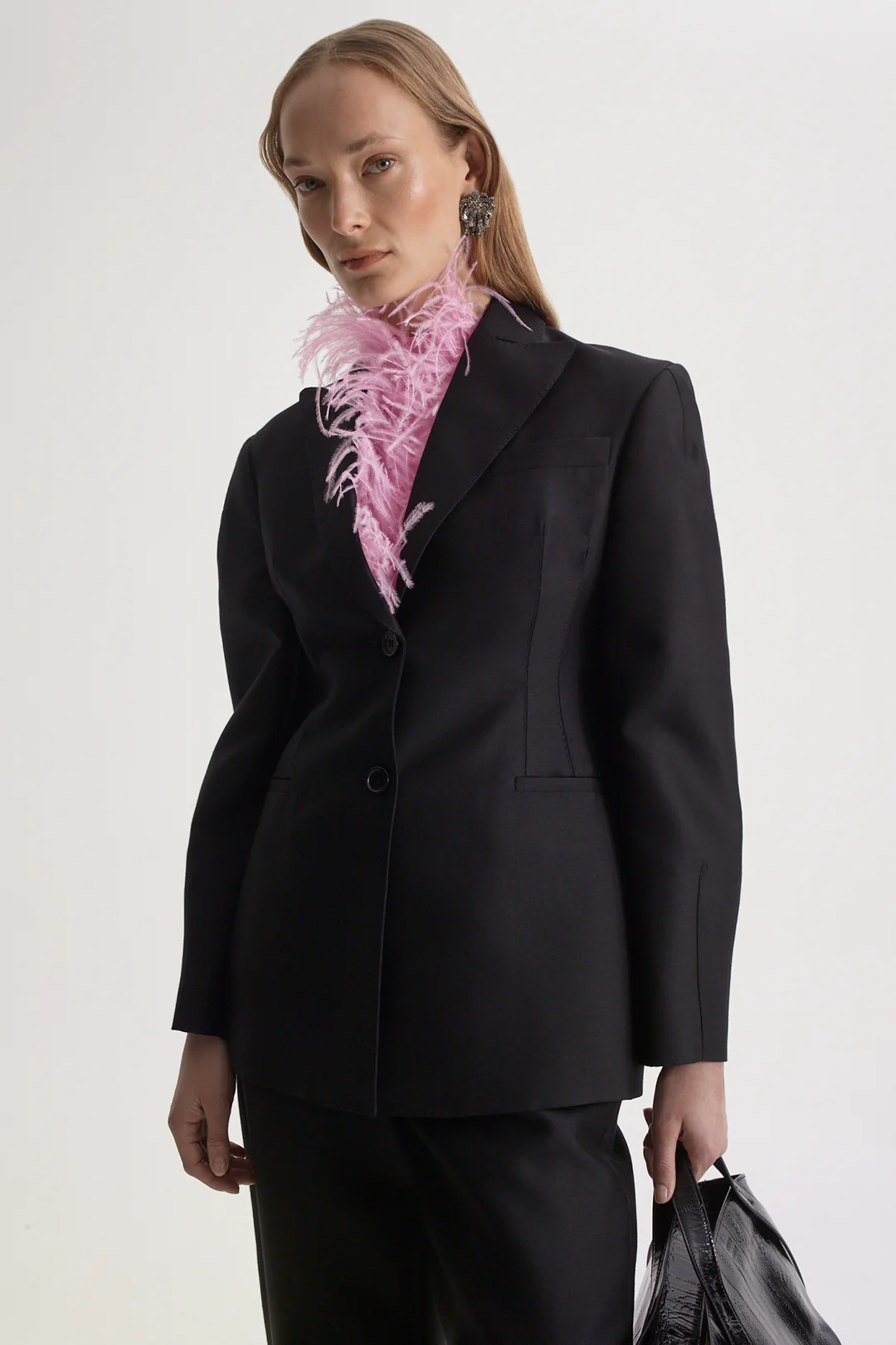 WOOL SILK CURVED WAIST JACKET - Image 4